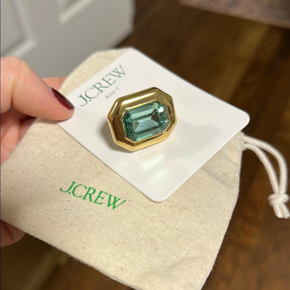 J. Crew Gold and Green Statement Ring